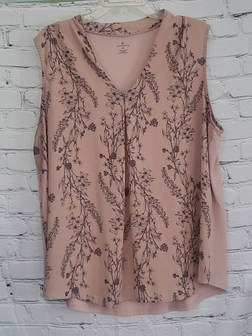 Worthington, Size XXL, Dusty Pink/Black Floral Print